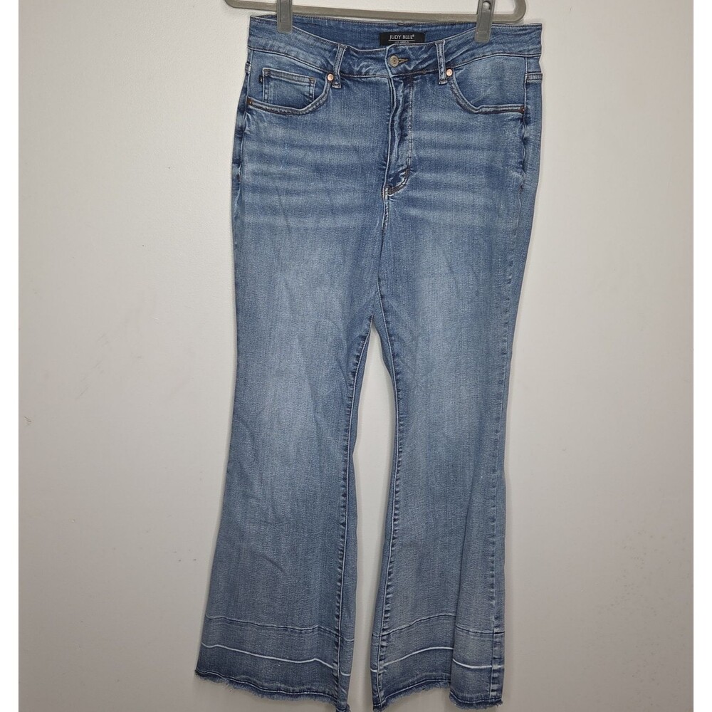 Judy Blue High Waist Tummy Control Hem Flare Jeans 14W Med Wash JB88486 MD